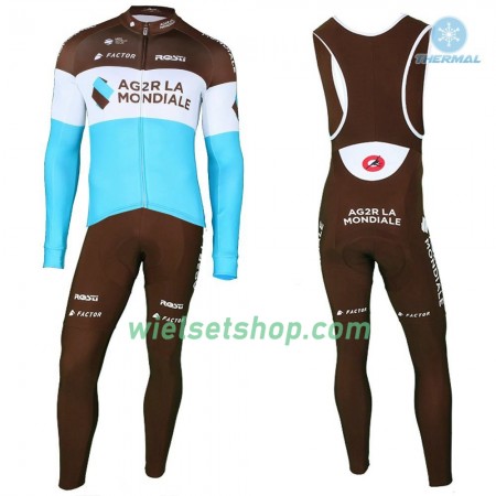 Fietskleding (Fietsshirt Lange Mouw + Lange Koersbroek) 2018 AG2R La Mondiale N002 Winter Thermal Fleece Fietskleding (Fietsshirt Lange Mouw + Lange Koersbroek) 2018 AG2R La Mondiale N002 Winter Thermal Fleece